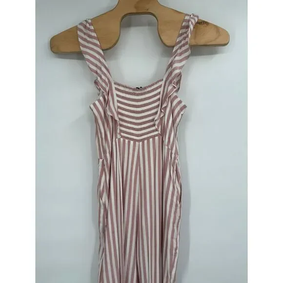 $229 Paige Women's Marino Ruffle Trim Sleeveless Striped Jumpsuit NWT Sz L - Picture 9 of 11
